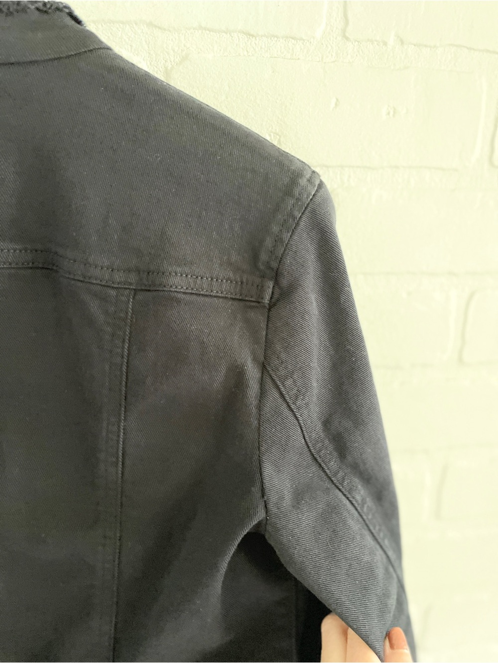 Marc Cain Designer Raw Trim Denim Jacket Back Bow Detail Sz 2 / Sz S US - Picture 12 of 16